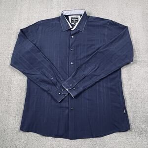 Barabas Shirt Adult Extra Large Blue Button Up Long Sleeve Luxury Casual Men's
